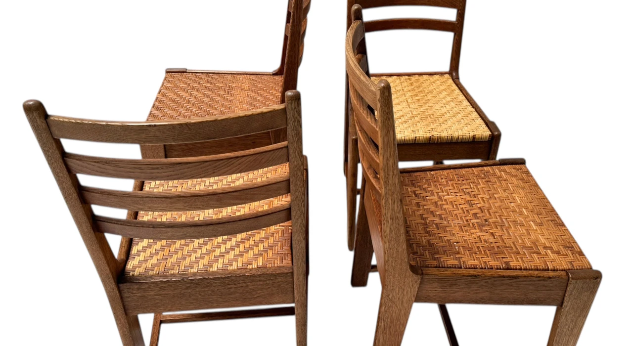 Four Modernist Art Deco Dining Room Chairs by Bas van Pelt for My Home, 1930s